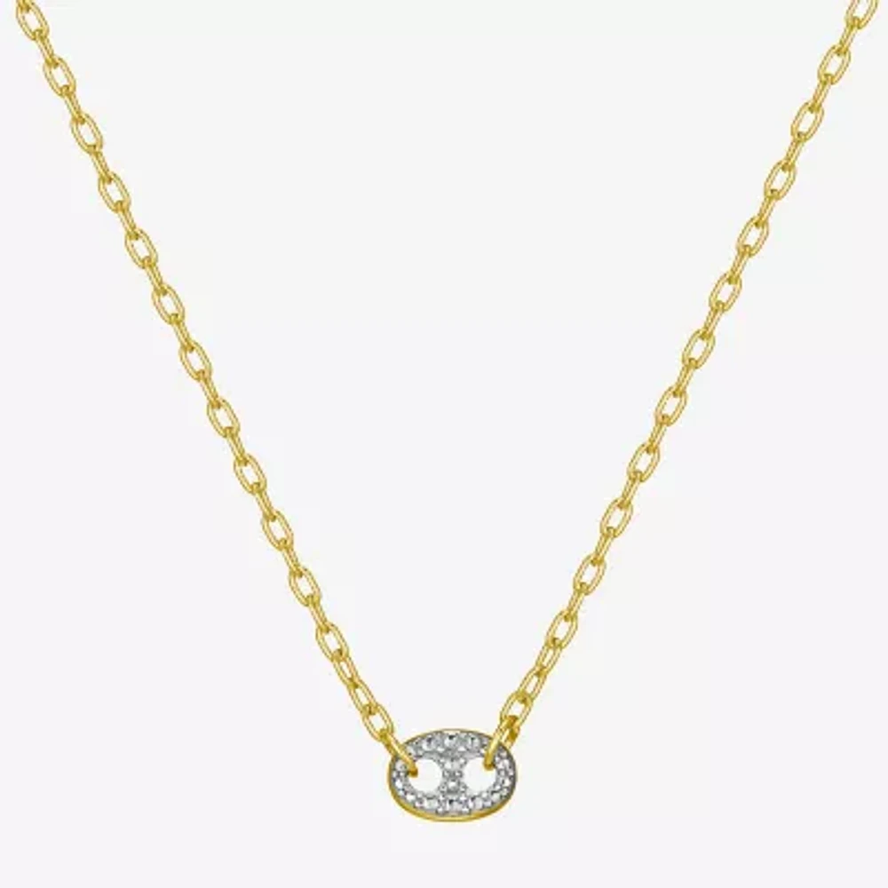 Sparkle Allure Womens White Diamond Accent Pure Silver Over Bronze Oval 18 Inch Pendant Necklace