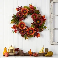 Nearly Natural "24"" Autumn Arrangement Faux" Wreath