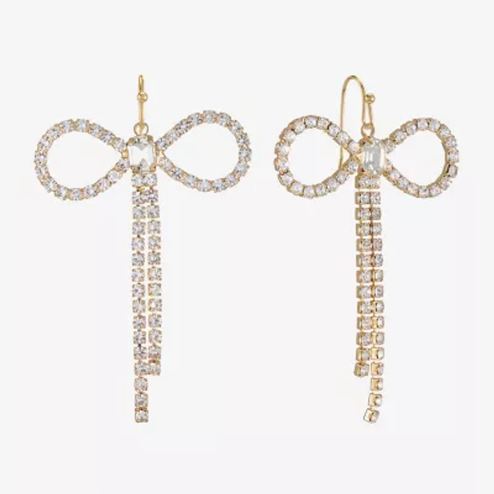 Bijoux Bar Womens Glass Bow Drop Earrings