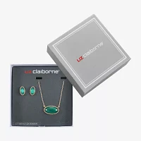 Liz Claiborne Pendant Necklace And Stud Earring Womens White Oval 2-pc. Jewelry Set