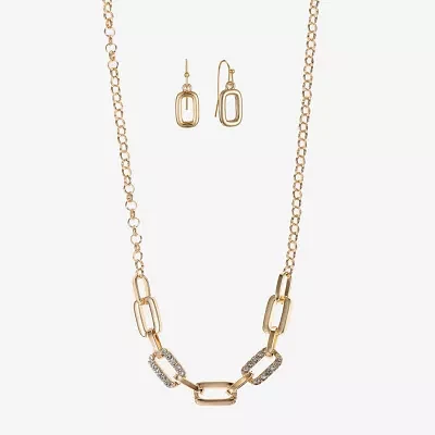 Liz Claiborne Link Necklace And Drop Earring Womens Glass 2-pc. Jewelry Set
