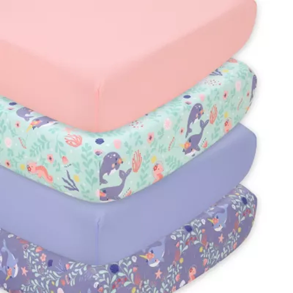 The Peanutshell Ocean Girl 4-pc. Crib Sheet