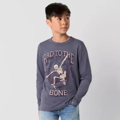 Thereabouts Little & Big Kid Boys Crew Neck Long Sleeve Regular Fit Graphic T-Shirt