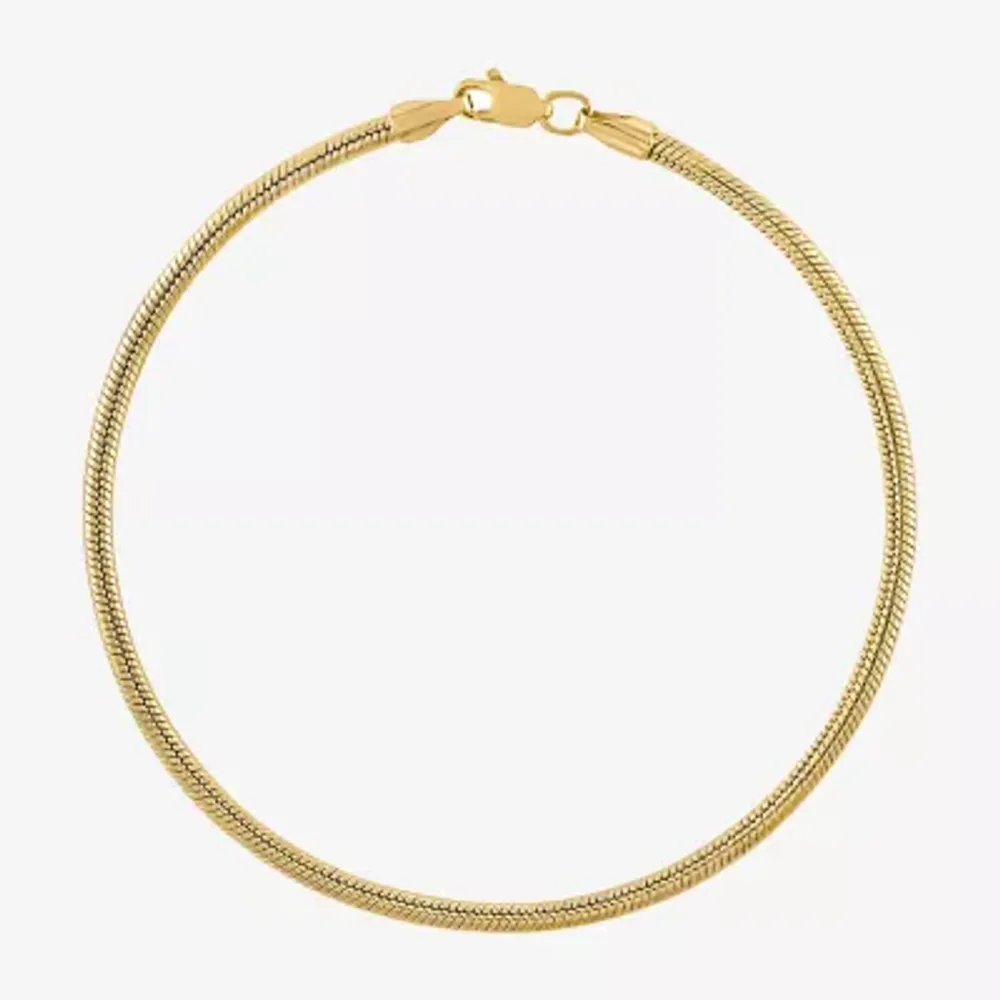Unisex Adult 10K Gold 8 Inch Solid Snake Chain Bracelet