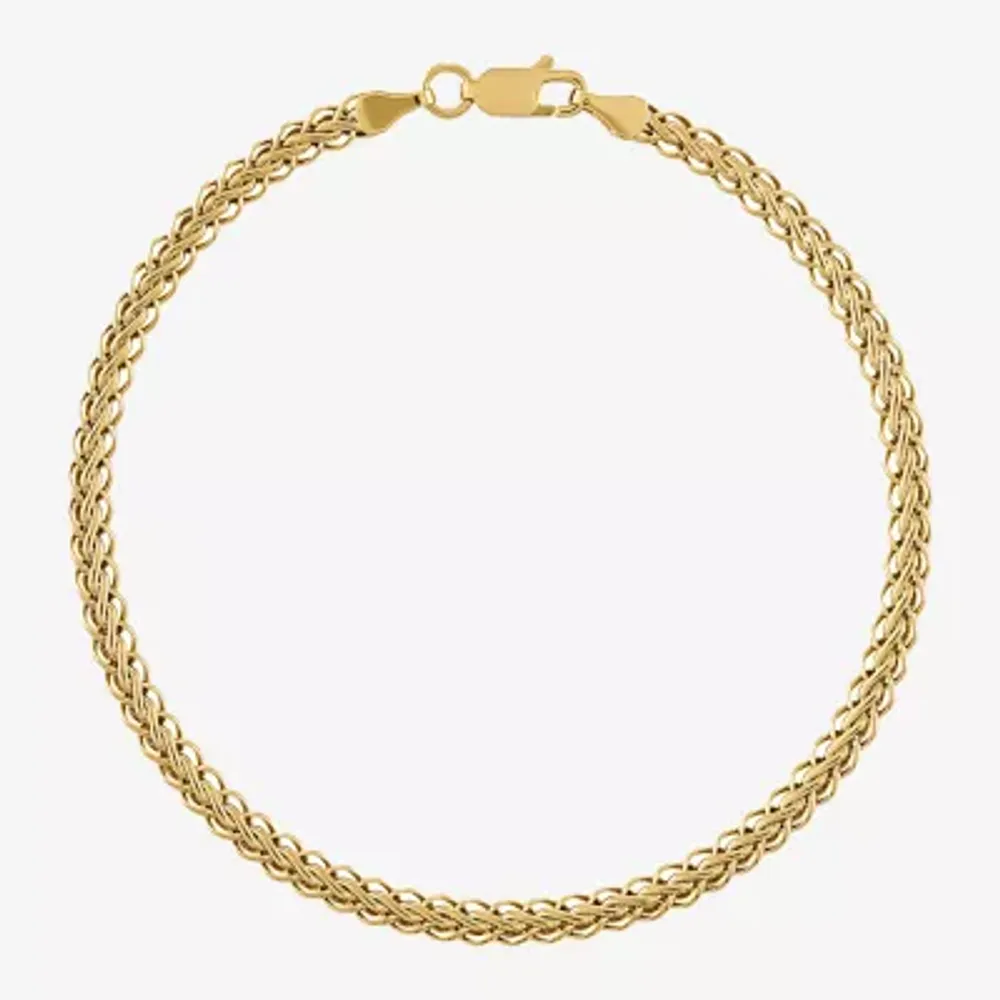 Unisex Adult 14K Gold 8 1/2 Inch Hollow Wheat Chain Bracelet