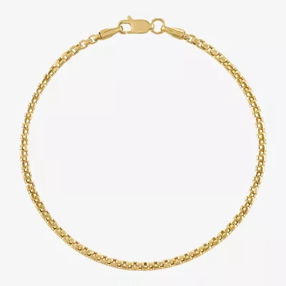 Unisex Adult 14K Gold Solid Box Chain Bracelet