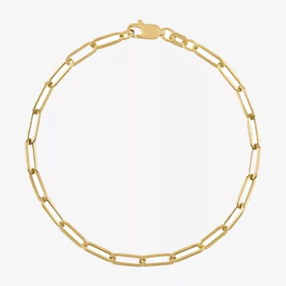 Unisex Adult 14K Gold Semisolid Paperclip Chain Bracelet
