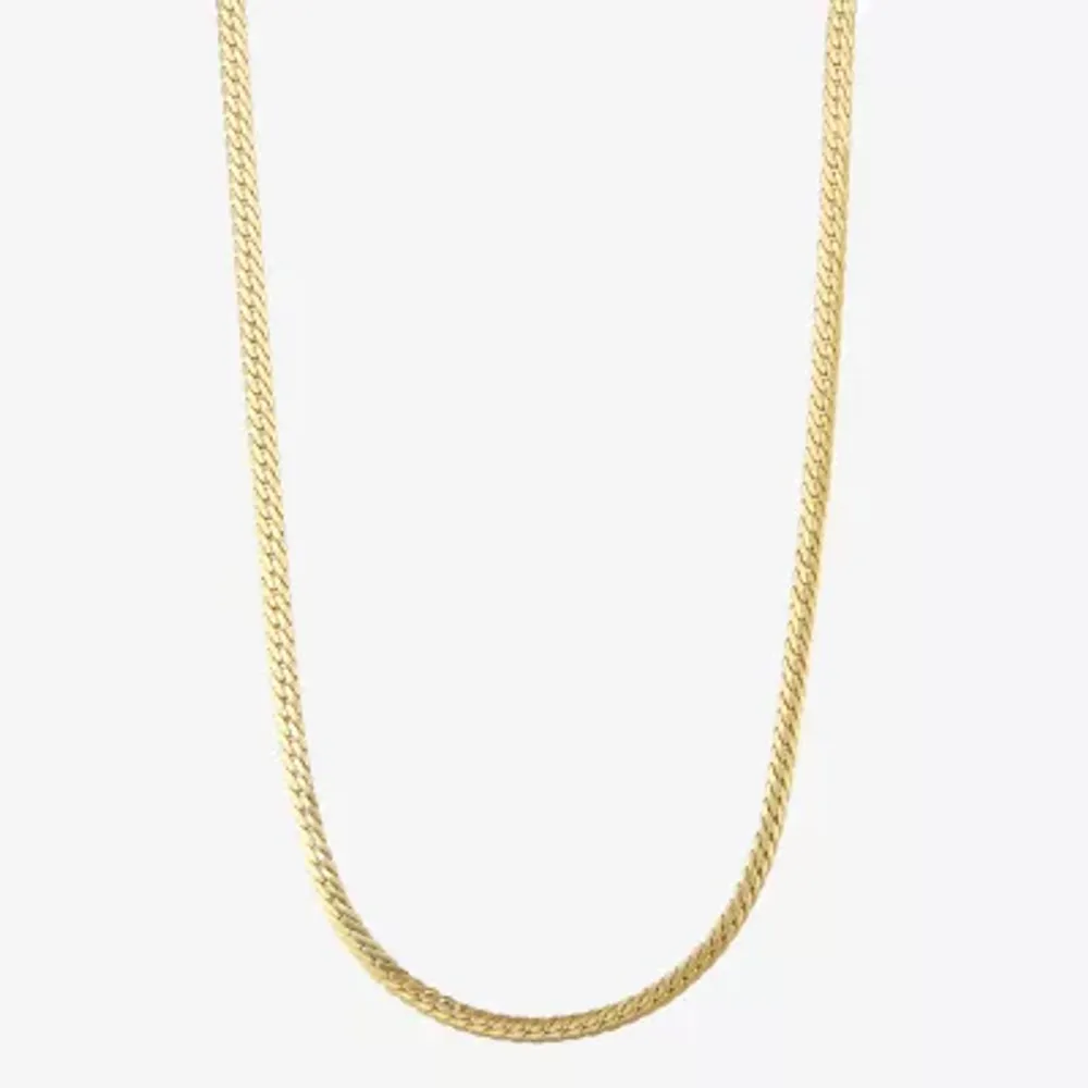 Unisex Adult 10K Gold 18 Inch Herringbone Chain Necklace