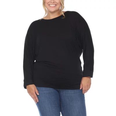 White Mark Womens Round Neck Long Sleeve Tunic Top
