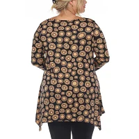 White Mark Womens Boat Neck 3/4 Sleeve Tunic Top