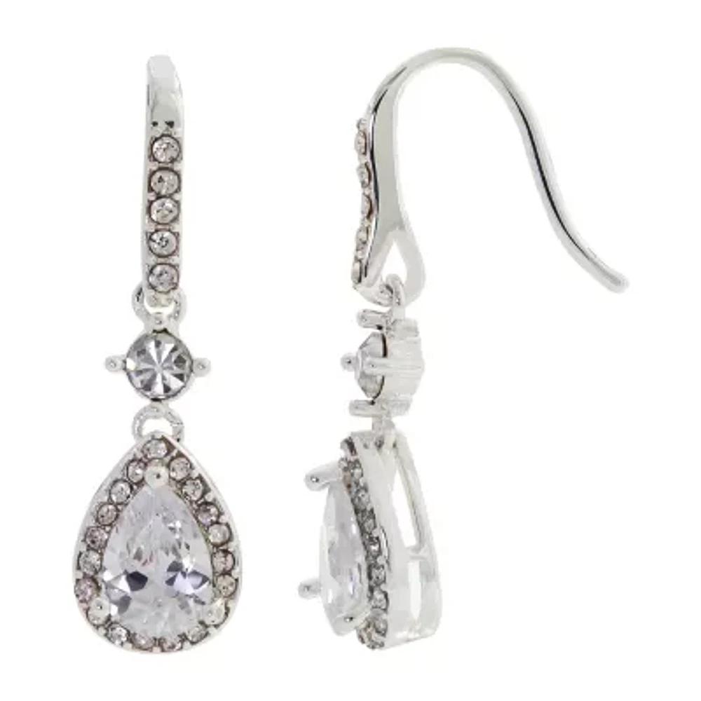 Sparkle Allure Womens Cubic Zirconia Pure Silver Over Brass Pear Drop Earrings