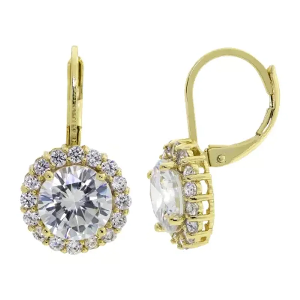 Sparkle Allure Womens Crystal 14K Gold Over Brass Round Drop Earrings