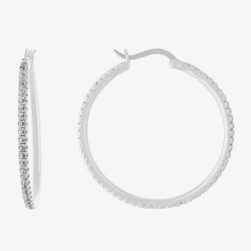 Sparkle Allure Womens Cubic Zirconia 36mm Hoop Earrings