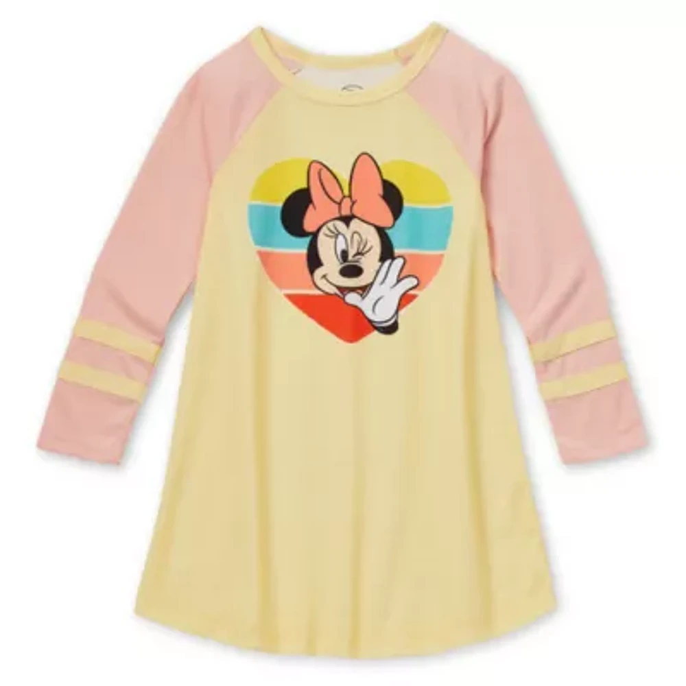 Disney Collection Little & Big Kid Girls Mickey and Friends Minnie Mouse Crew Neck Long Sleeve Nightshirt