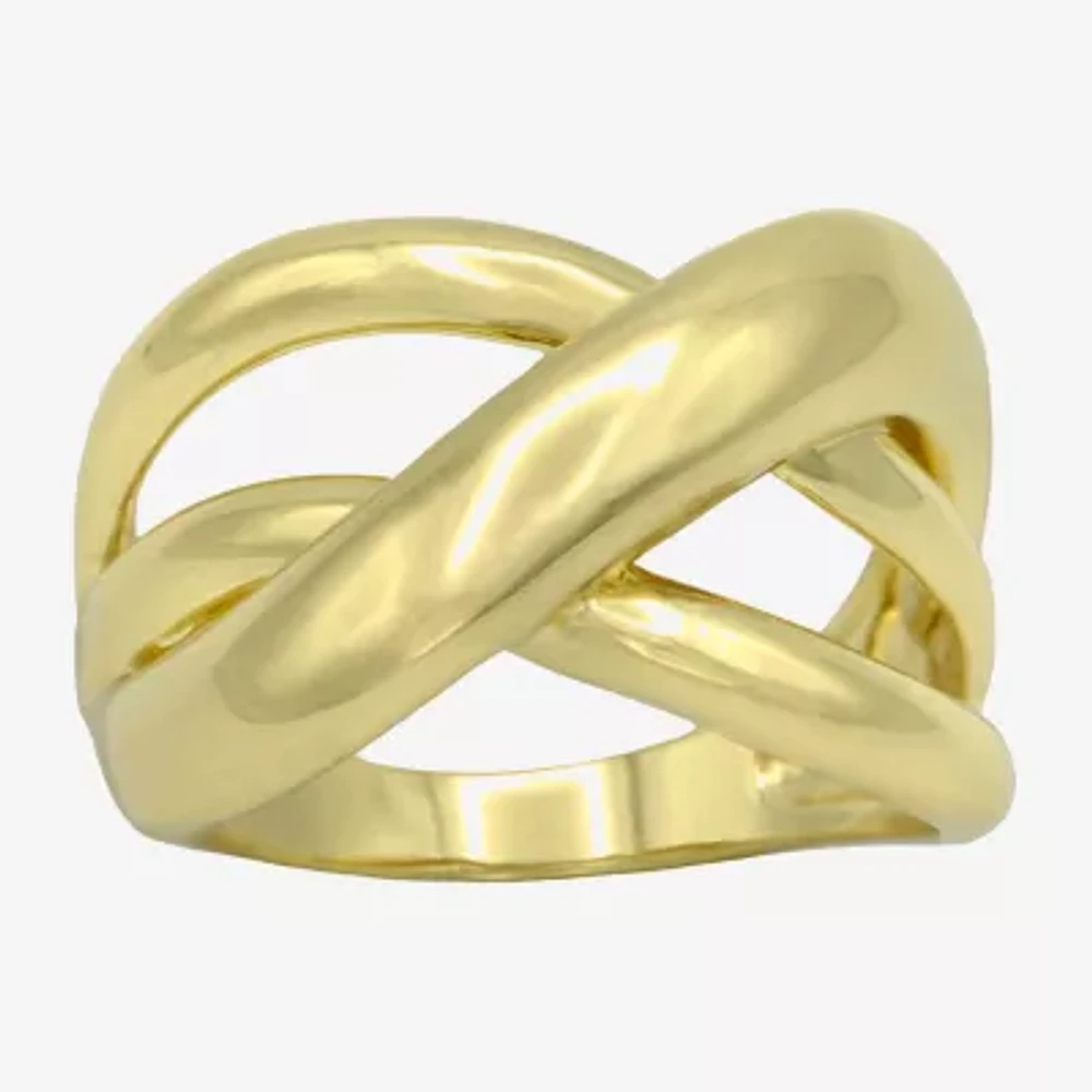 Sparkle Allure Open Wrap Womens 4MM 14K Gold Over Brass Crossover Band