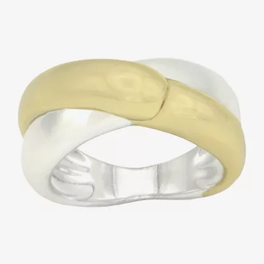 Sparkle Allure Womens 4.5MM 14K Gold Over Brass Pure Silver Crossover Band