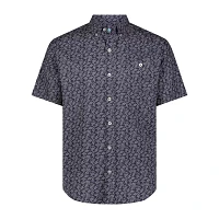ANGLR Casual Woven Aloha Blueprint Mens Short Sleeve Classic Fit Stretch Fabric Button-Down Shirt