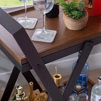 Ebbtide Wood-Top Serving Cart