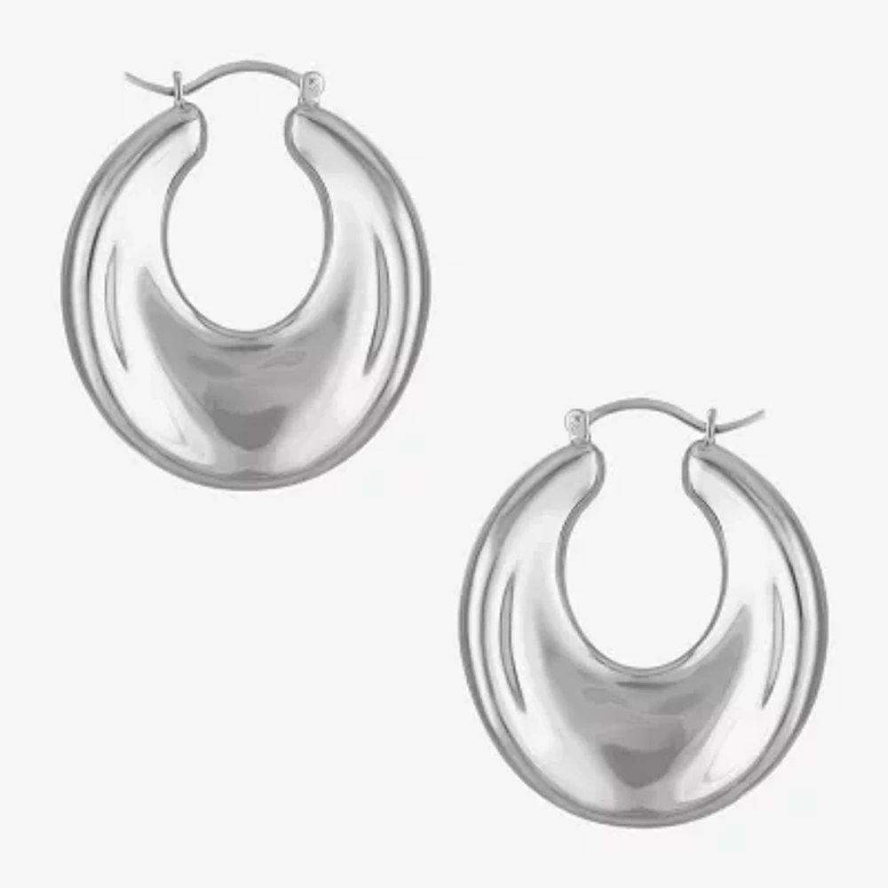 Womens Sterling Silver 36.5mm Hoop Earrings