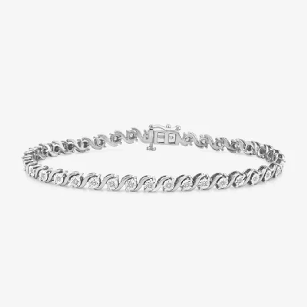 (I1/ I) Womens 1/2 CT. T.W. Lab Grown White Diamond Sterling Silver 7 Inch Tennis Bracelet