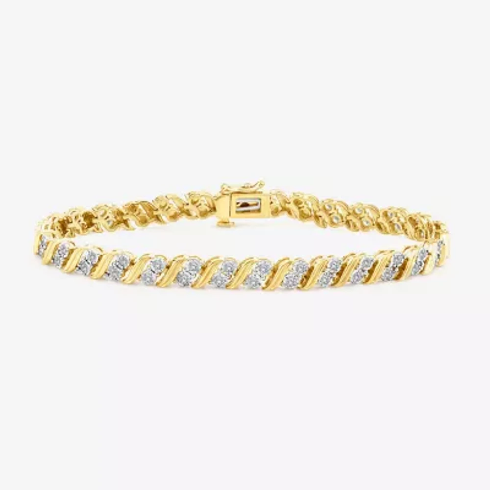 (I / I1-I2) Womens 1 CT. T.W. Lab Grown White Diamond Sterling Silver 7.25 Inch Tennis Bracelet
