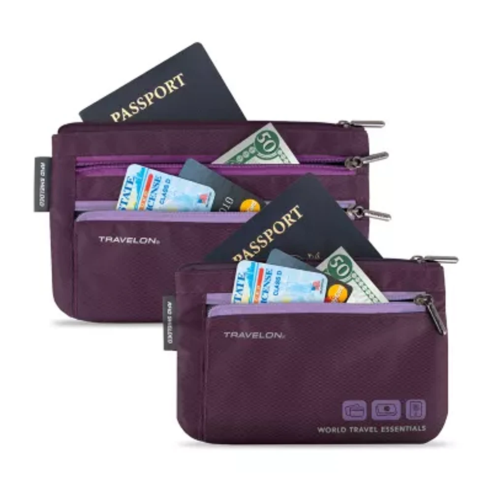 Travelon World Travel Essentials Set of 2 Currency and Passport Organizers
