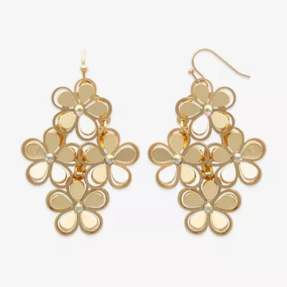 Bold Elements Womens Glass Flower Drop Earrings