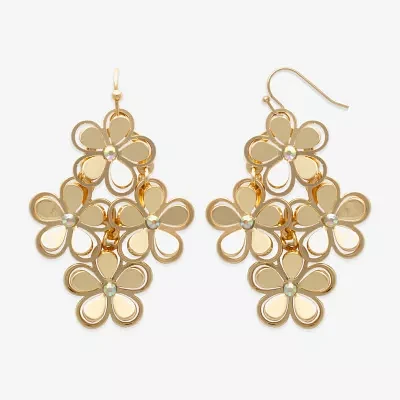 Bold Elements Womens Glass Flower Drop Earrings