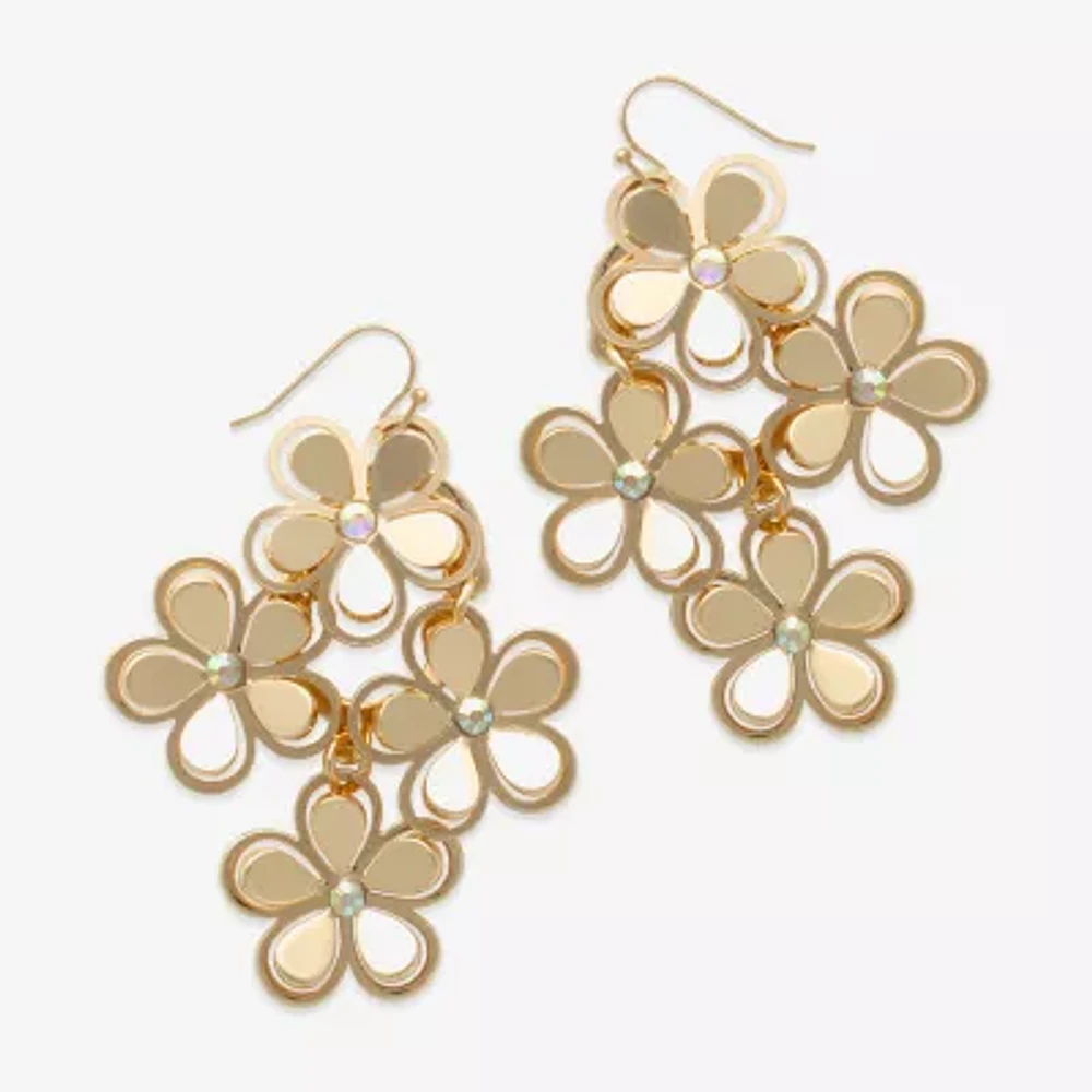 Bold Elements Womens Glass Flower Drop Earrings