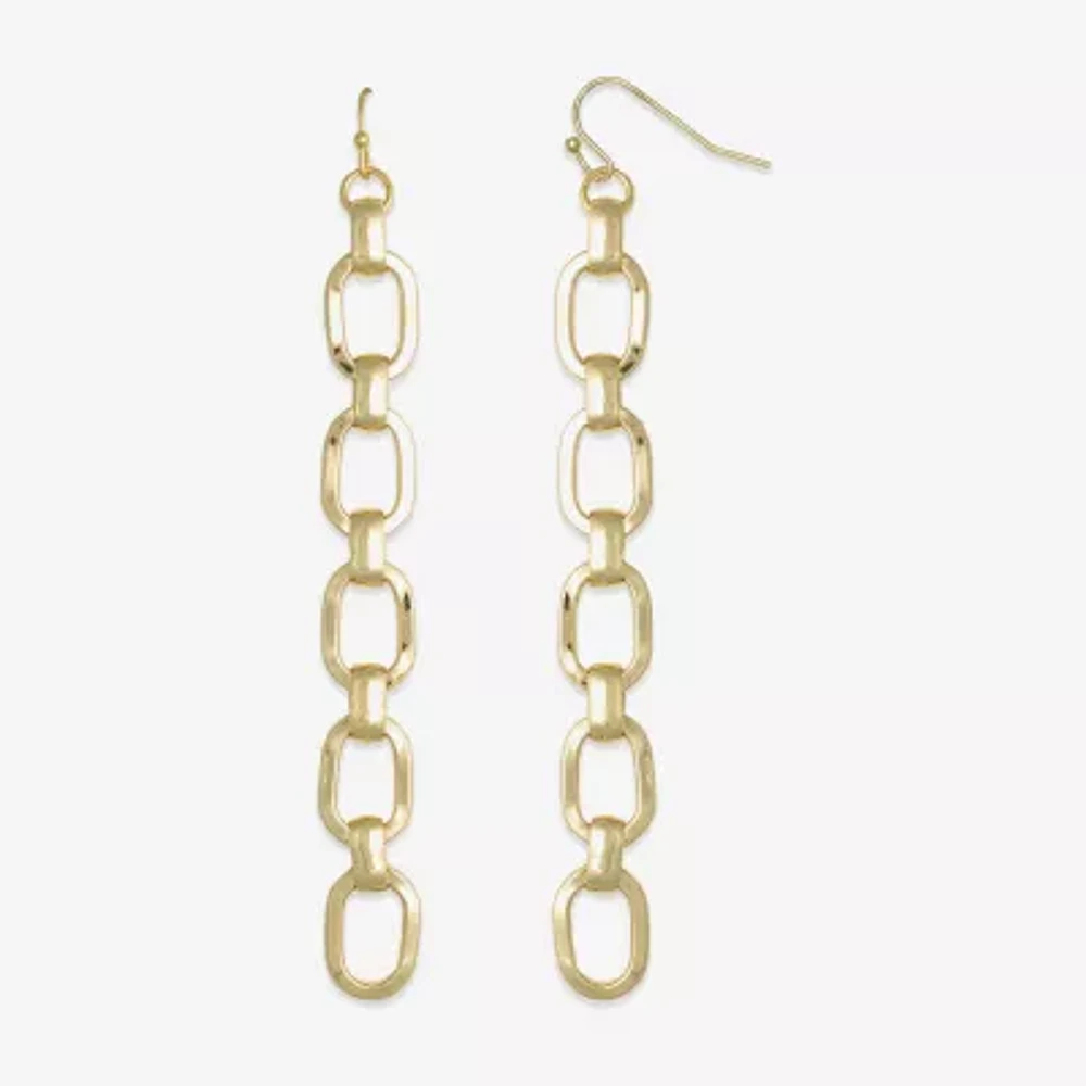 Bold Elements Chain Link Linear Womens Stainless Steel Drop Earrings