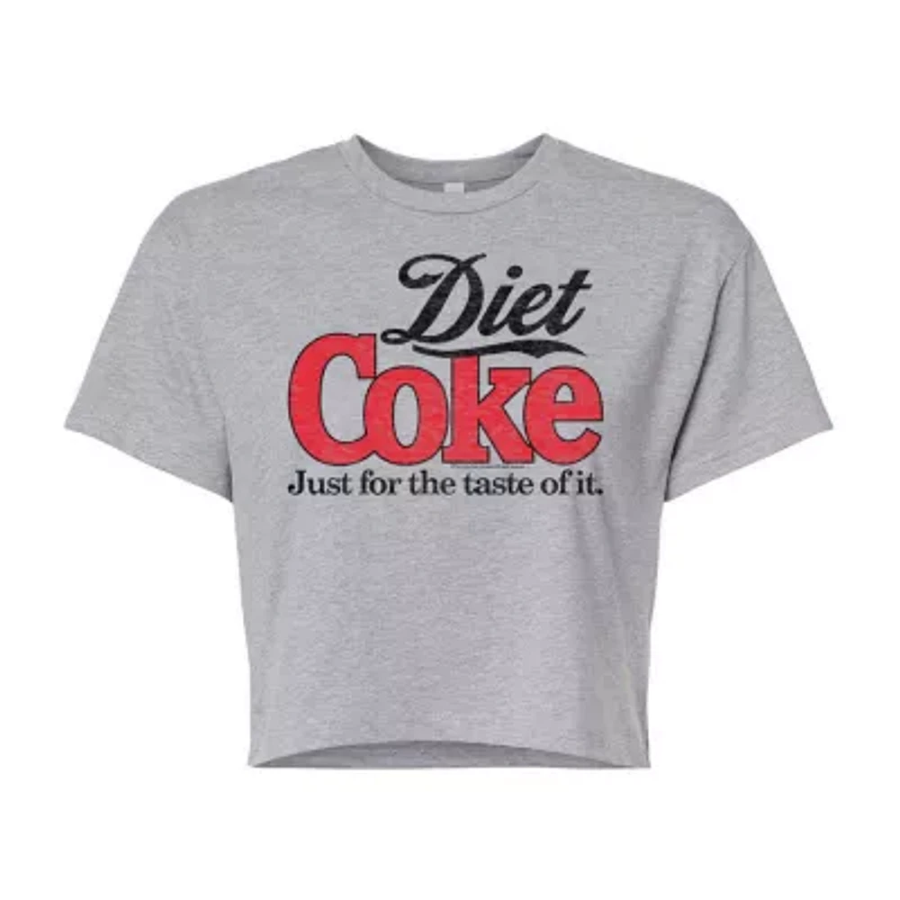 Diet Coke Cropped Tee Womens Crew Neck Short Sleeve Regular Fit Juniors Graphic T-Shirt