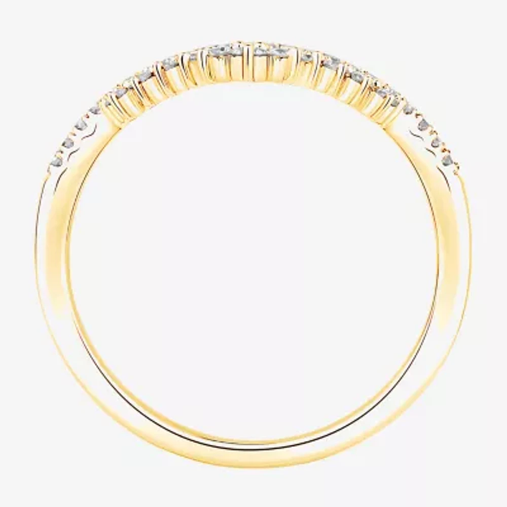 Womens 1/ CT. T.W. Natural White Diamond 10K Gold Wedding Band