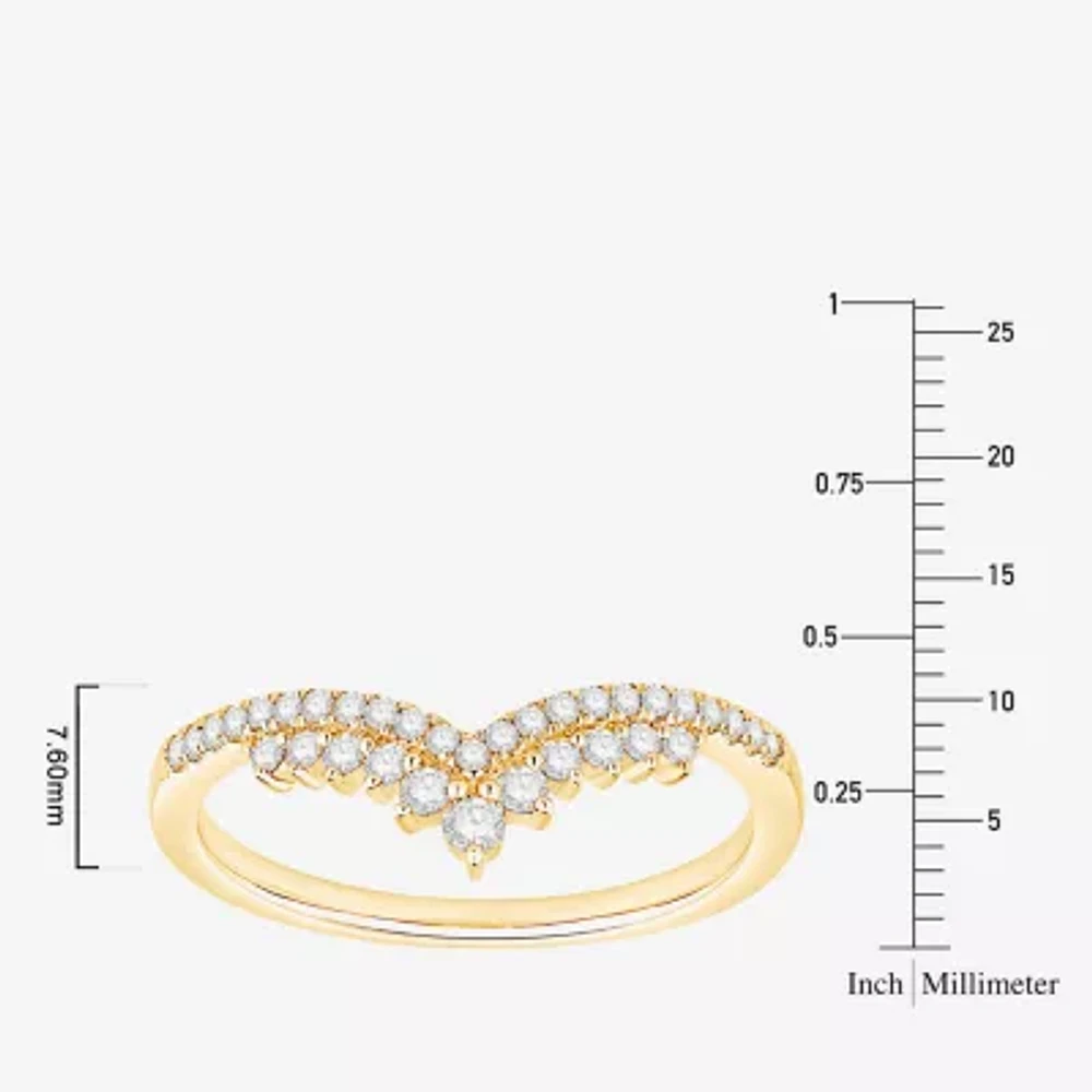 Womens 1/ CT. T.W. Natural White Diamond 10K Gold Wedding Band