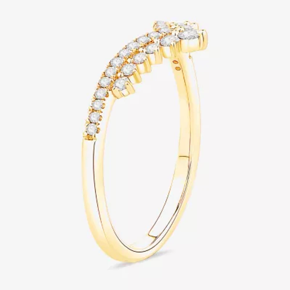 Womens 1/ CT. T.W. Natural White Diamond 10K Gold Wedding Band