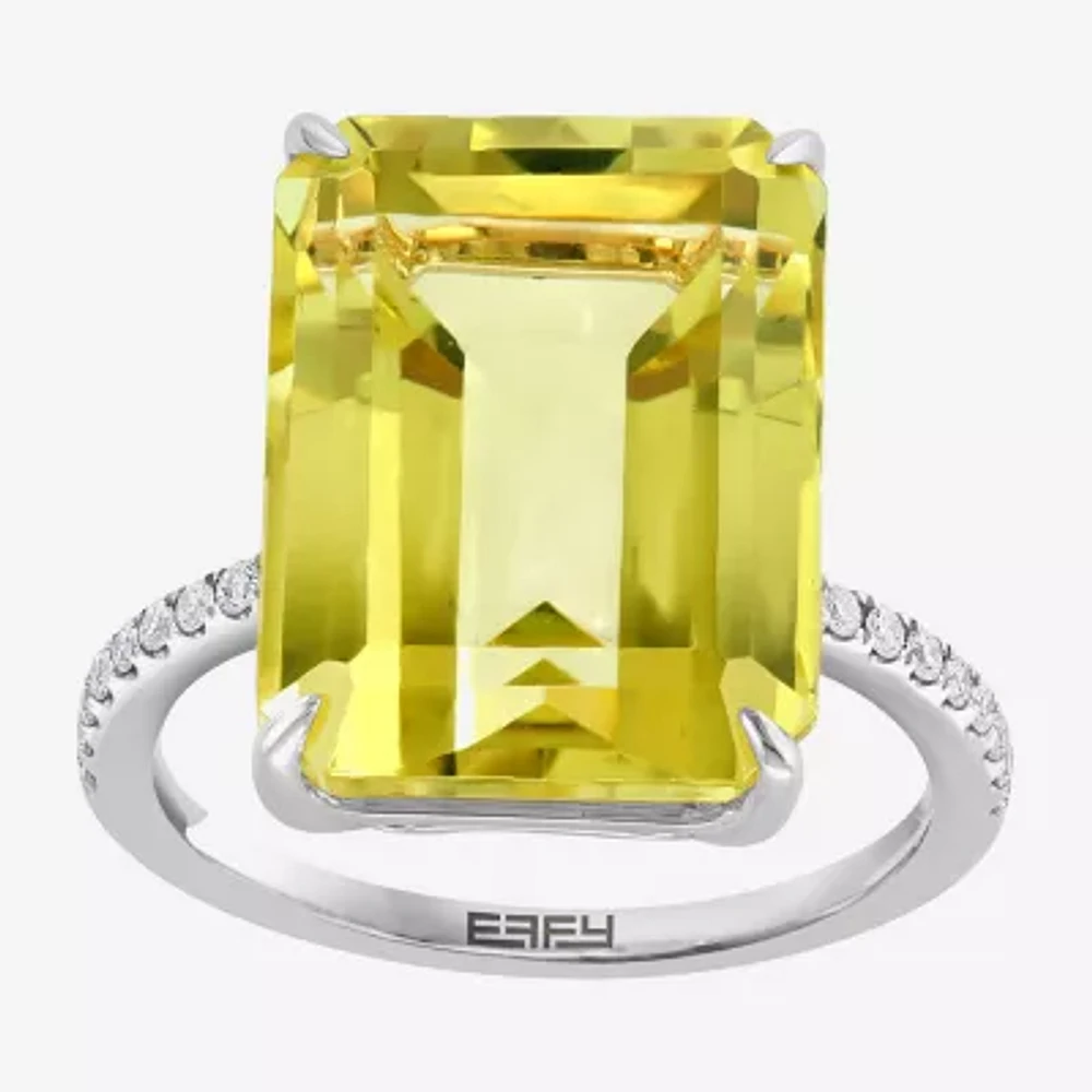 Effy Womens Genuine Quartz Sterling Silver Side Stone Cocktail Ring