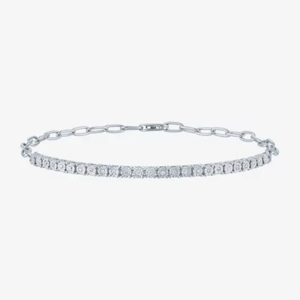 Yes, Please! (G-H / I1-I2) Womens Diamond Accent Lab Grown White Diamond Sterling Silver 8 Inch Tennis Bracelet