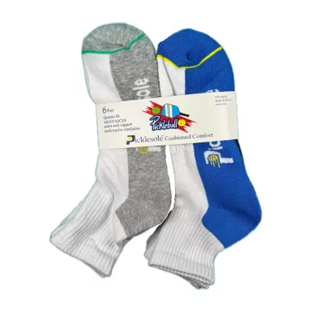 PickleSole Pickleball Mens Multi-Pack 6 Pair Quarter Ankle Socks