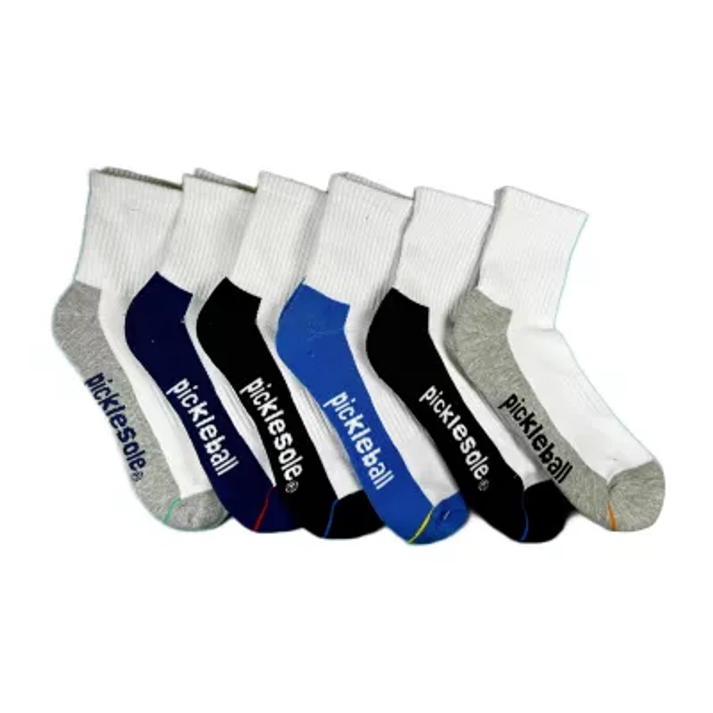 PickleSole Pickleball Mens Multi-Pack 6 Pair Quarter Ankle Socks