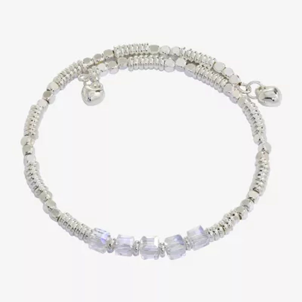 Sparkle Allure Birthstone Womens Red Crystal Pure Silver Over Brass Wrap Bracelet