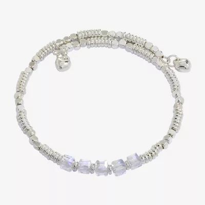 Sparkle Allure Birthstone Womens Red Crystal Pure Silver Over Brass Wrap Bracelet