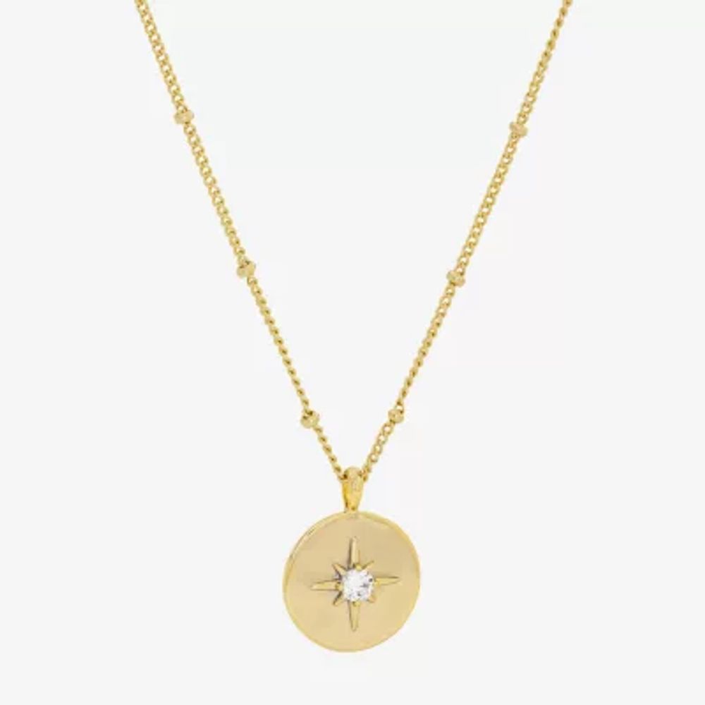Sparkle Allure Birthstone Womens Red Cubic Zirconia 14K Gold Over Brass Round 16 Inch Pendant Necklace