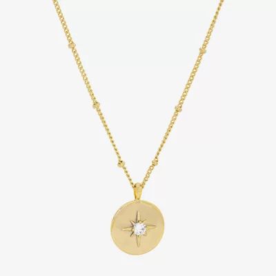 Sparkle Allure Birthstone Womens Red Cubic Zirconia 14K Gold Over Brass Round 16 Inch Pendant Necklace