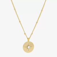 Sparkle Allure Birthstone Womens Red Cubic Zirconia 14K Gold Over Brass Round 16 Inch Pendant Necklace