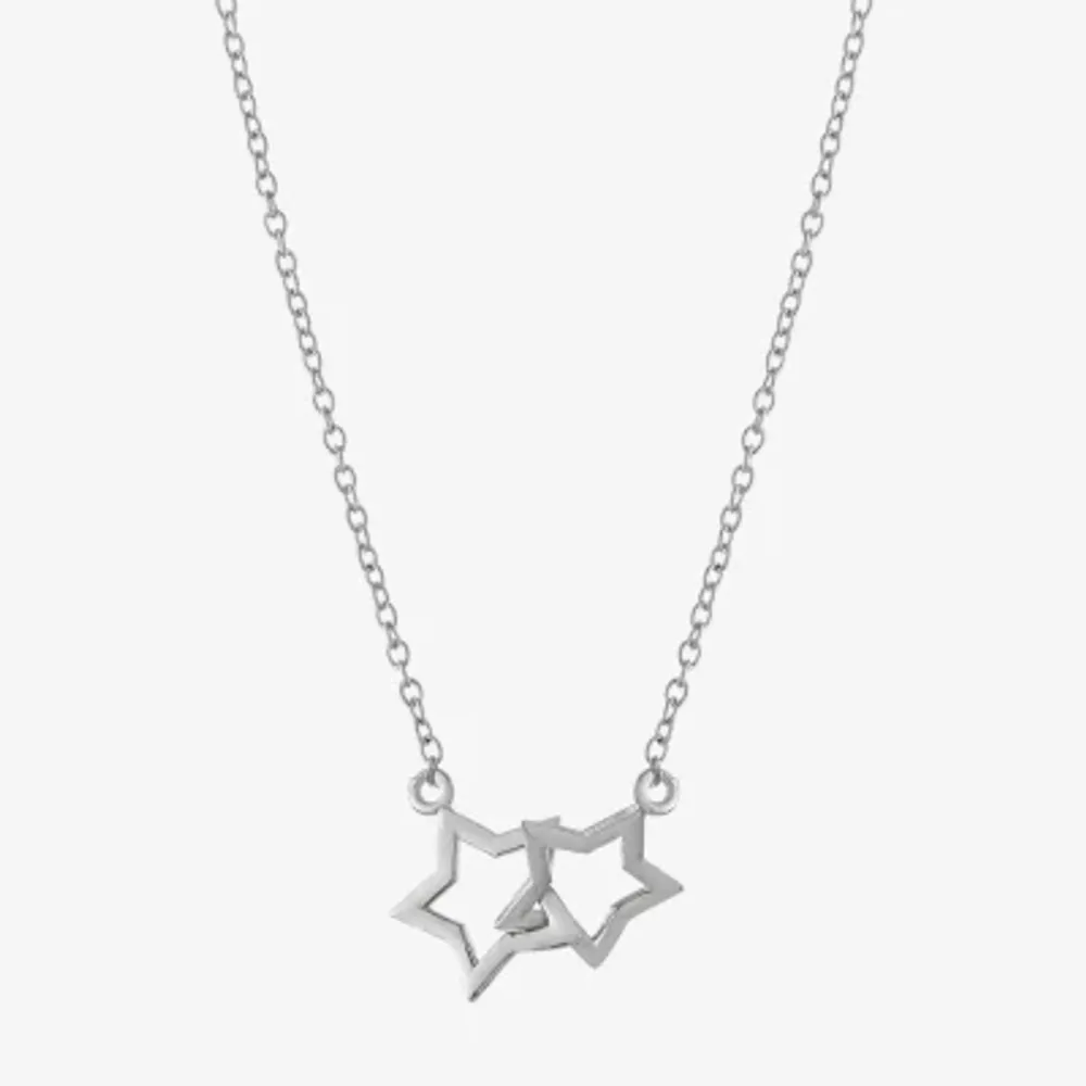 Silver Treasures Womens Sterling Silver Star 16 Inch Pendant Necklace