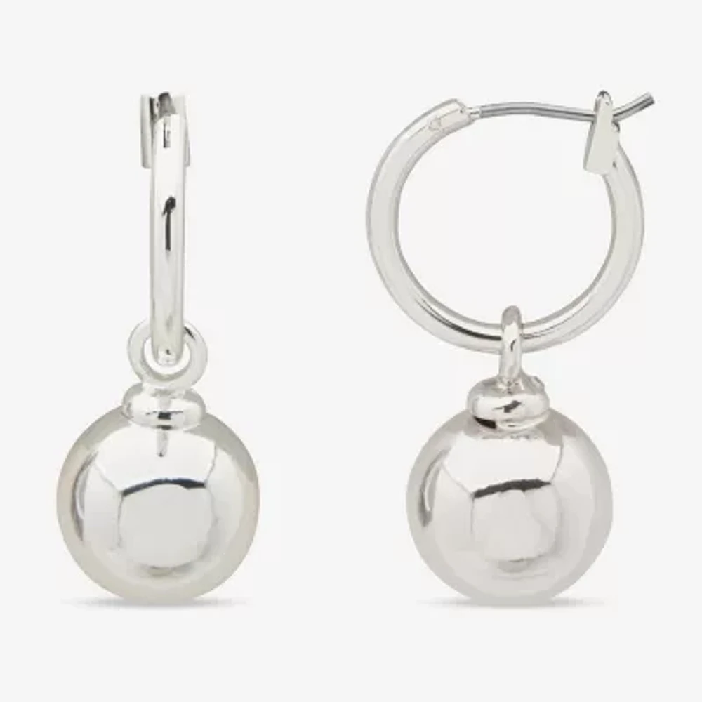 Worthington Silver Tone Womens 30.5mm Ball Hoop Earrings