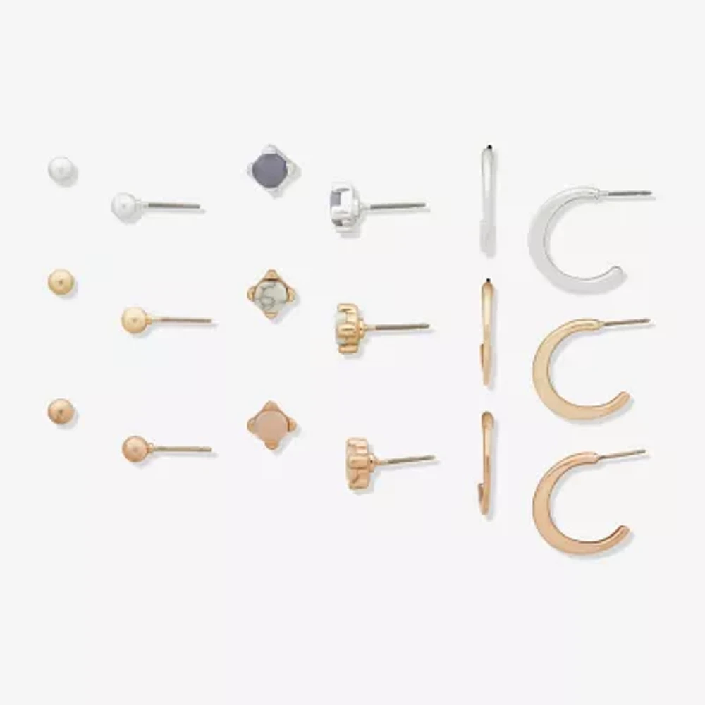 a.n.a Womens Hypoallergenic 9 Pair Earring Set