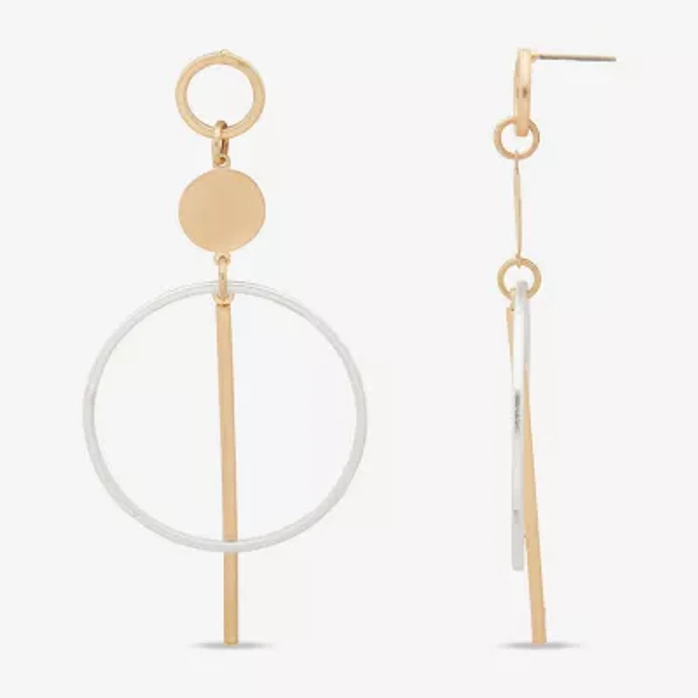 a.n.a Two Tone Circle Linear 86.4mm Womens Drop Earrings