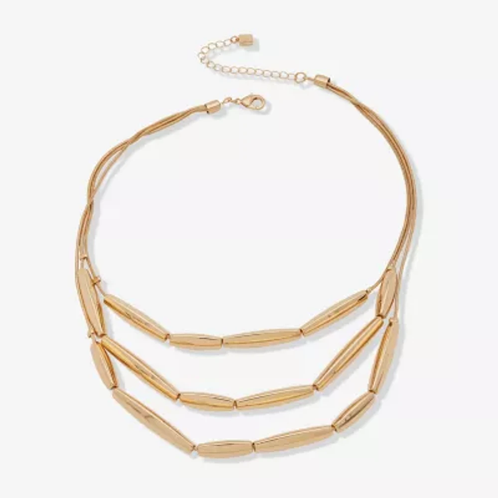 Worthington Gold Tone Womens 17 Inch Collar Necklace