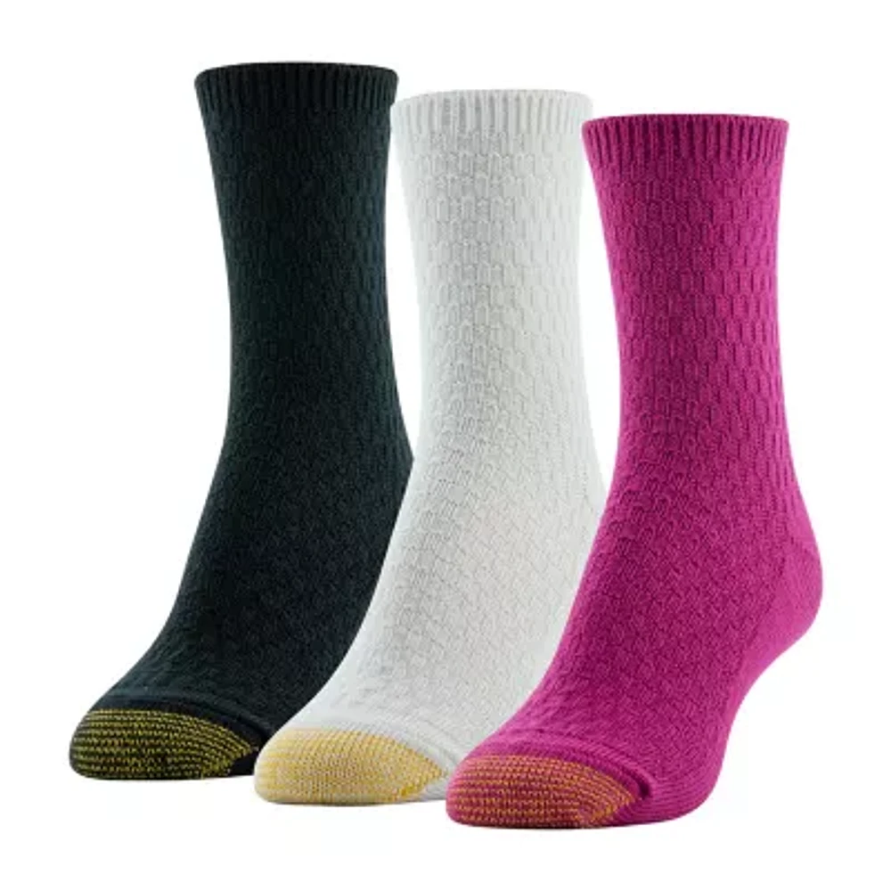Gold Toe Texture Womens 3 Pair Crew Socks