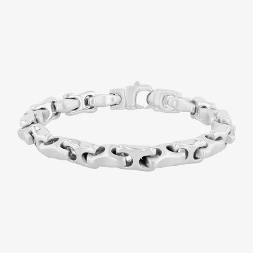 Mens Stainless Steel 9 Inch Solid Link Chain Bracelet